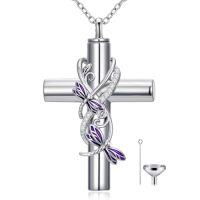 wholesale TOUPOP Butterfly/ladybug/cardinal/dragonfly/bee/hummingbird Cross Urn Necklaces For Ashes Cremation Jewelry 925 Sterling Silver Memorial Keepsake Jewelry For Women (with Funnel Filler) -style_name:Dragonfly