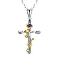 TOUPOP 14K Gold Necklace Women Infinity Heart Rose Sunflower Celtic Cross Pendant-style_name:White Gold Cross Necklace