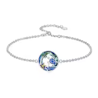 TOUPOP 925 Sterling Silver Crystal Sea Turtle Palm Tree Bracelet Anklet-style_name:Turtle Bracelet 7"-9"