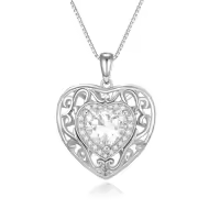 TOUPOP Sterling Silver 12 Birthstone Celtic Heart Necklace Birthday Anniversary Christmas Gifts-color_name:4-Apr-Diamond