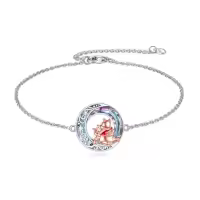 TOUPOP Sterling Silver Moon Bear Bracelet Gemstone Jewelry Gifts-style_name:Bear with Pig