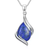 TOUPOP 925 Sterling Silver Gemstone Pendant Necklace For Women-color_name:Lapis Lazuli