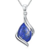 wholesale Teardrop Necklace For Women 925 Sterling Silver Gemstone Pendant Necklace Fine Jewelry Birthday Christmas Gifts For Women Her -color_name:Lapis Lazuli