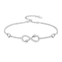 TOUPOP Sterling Silver & Stone Butterfly Dragonfly Dolphin Sea Turtle Adjustable Infinity Bracelet-style_name:Dolphin