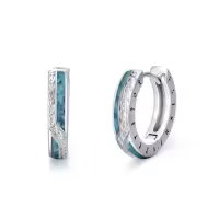 TOUPOP Sterling Silver Turquoise Viking Celtic Cross Ankh Hoop Earrings-style_name:Turquoise