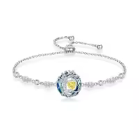 TOUPOP Sterling Silver Austrian Crystal Tree Of Life Birthstone Bracelet-color_name:11-Nov-Citrine