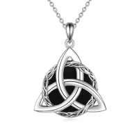 TOUPOP 925 Sterling Silver Celtic Knot Necklace Irish Jewelry Gifts-style_name:1-Celtic Knot Necklace(Black Onyx)