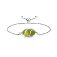 TOUPOP Sterling Silver Hexagon Gemstone Link Bracelet Fine Jewelry Gift-color_name:Peridot