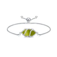 wholesale Bracelet For Women 925 Sterling Silver Hexagon Gemstone Link Bracelet Fine Jewelry Birthday Christmas Gifts For Women Her -color_name:Peridot