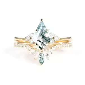 E Moss Agate Gold Ring