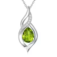 TOUPOP 925 Sterling Silver Teardrop Birthstone Infinity Necklace-color_name:08-August-Peridot