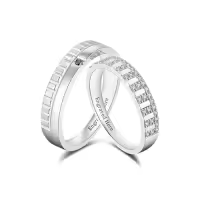 TOUPOP 10k 14k 18k Gold Moissanite Couples Wedding Band Sets Engraved-style_name:A Wedding Ring Set