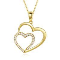 TOUPOP 14K Gold & Stone Heart Necklace, Mothers Day Gifts For Women-style_name:C-double heart