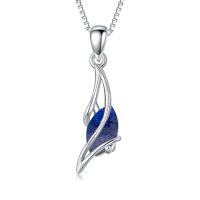 wholesale 925 Sterling Silver Pendant Necklace Oval Gemstone Necklaces Dainty Fine Jewelry Birthday Christmas Gifts For Women -color_name:Lapis Lazuli