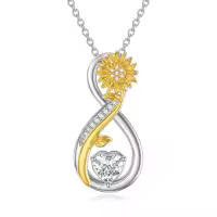 TOUPOP Sterling Silver Sunflower Rose Ladybug Pendant Infinity Necklace-style_name:Sunflower