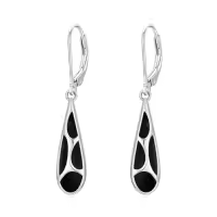 TOUPOP 925 Sterling Silver Gemstone Dangle Leverback Earrings-style_name:Black Onyx-1