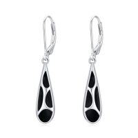 wholesale Teardrop Earrings For Women 925 Sterling Silver Gemstones Dangle Leverback Earring Jewelry Birthday Christmas Gifts For Women Her -style_name:Black Onyx-1