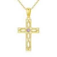 TOUPOP 14K Gold Necklace Women Infinity Heart Rose Sunflower Celtic Cross Pendant-style_name:Celtic Cross Necklace-A