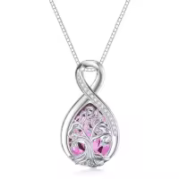 TOUPOP Sterling Silver Birthstone Tree Of Life Teardrop Infinity Necklace-color_name:10 October Birthstone