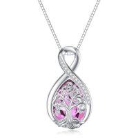 wholesale TOUPOP Valentines Day Gifts Birthstone Necklace For Women Tree Of Life Necklace Teardrop Necklace S925 Sterling Silver Infinity Love Birthday Gifts For Mom Women Girls, 18"+2" Inches -color_name:10 October Birthstone