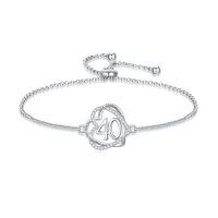 wholesale TOUPOP Gifts For Her Heart Bracelet 925 Sterling Silver Forever Love Heart Bracelet Sweet Year Old Jewelry Anniversary Birthday Christmas Gifts Women Girlfriend Wife Mom Grandma -style_name:40th