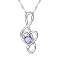 TOUPOP Sterling Silver Birthstone Music Note Necklace Fine Jewelry Gift-color_name:06-June-Alexandrite