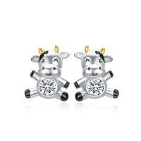 wholesale Animal Stud Earrings 925 Sterling Silver Dolphin/butterfly/sea Turtle/frog/axolotl Stud Animal Earrings Jewelry Christmas Gifts For Women -style_name:Cow Earrings