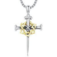 wholesale Cross Necklace 925 Sterling Silver Cross Pendant Christmas Fathers Day Birthday Gifts For Men Gifts For Father Gifts For Dad Brother Husband Son -style_name:B02 Nail Cross Silver & Gold