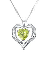 wholesale TOUPOP Birthday Gift For Mom Heart Necklace For Women 925 Sterling Silver Birthstone Necklace Jewelry Gift For Women Wife Her Girlfriend Sister -style_name:August