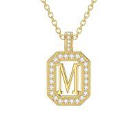 TOUPOP 14K Gold Moissanite Initial Letter Pendant Necklace-style_name:M