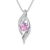 TOUPOP Sterling Silver Birthstone Infinity Necklace Women's Love Jewelry Gift-color_name:10-October-Pink Tourmaline
