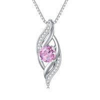 wholesale Birthstone Infinity Necklace For Women S925 Sterling Silver Infinity Love Jewelry Birthday Anniversary Christmas Gifts For Her Girlfriend Wife -color_name:10-October-Pink Tourmaline