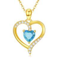 TOUPOP 14K Gold Birthstone Heart Pendant Necklace For Women-color_name:12-December-Topaz
