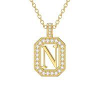 TOUPOP 14K Gold Moissanite Initial Letter Pendant Necklace-style_name:N