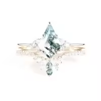 TOUPOP Sterling Silver Moissanite Moss Agate Wedding Ring Set For Women-style_name:E Moss Agate Moissanite Ring