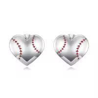 TOUPOP 925 Sterling Silver Sports Stud Earrings Tennis Baseball Volleyball Soccer Basketball Football Softball Hockey Gifts-style_name:05-Baseball
