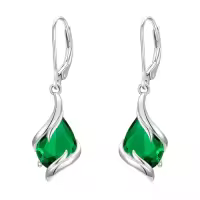 TOUPOP Sterling Silver Birthstone Teardrop Dangle Earrings Fine Jewelry Gifts-color_name:05-May-Emerald