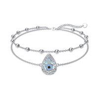 wholesale Ankle Bracelets For Women 925 Sterling Silver Layered Sea Turtles/elephant/wave/cross Anklet Summer Ocean Beach Jewelry Christmas Gifts For Women -style_name:3-Evil Eye