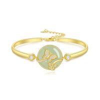 wholesale Jade Bracelet For Women 14k Gold Plated Sterling Silver Tree Of Life/lotus/cat/hummingbird/dragonfly/bee/butterfly Jade Jewelry Christmas Gifts For Mom Wife Grandma -style_name:Butterfly