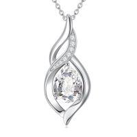 wholesale Birthstone Necklace For Women Infinity Necklaces 925 Sterling Silver Teardrop Love Birthday Jewelry Christmas Gifts For Women Mom Wife Girlfriend -color_name:04-April-Simulated Diamond