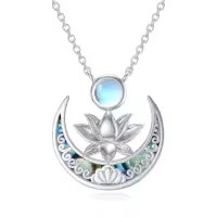 TOUPOP Sterling Silver Abalone Shell Lotus Necklace Pendant Gift-style_name:Style 3
