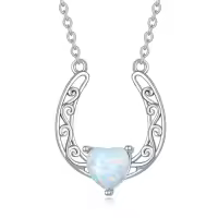 TOUPOP Sterling Silver Evil Eye Necklace Lotus Chakra Pendant Celtic Jewelry-style_name:Horseshoe