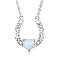 wholesale Hamsa Evil Eye Necklace Lotus Chakra Pendant 925 Sterling Silver Celtic Jewelry Gifts For Women Men 18+2 Inch -style_name:Horseshoe