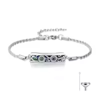 TOUPOP Sterling Silver Abalone Shell Cremation Jewelry Bracelet-style_name:Sunflower Urn Bracelets