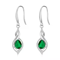 TOUPOP Sterling Silver Birthstone Earrings Infinity Love Jewelry Gift-color_name:05-May-Emerald