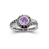 TOUPOP 925 Sterling Silver Birthstone Personalized Class Of 2024 Rings For Women-style_name:A class ring