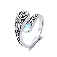 TOUPOP Sterling Silver Adjustable Thumb Spoon Rings Boho Antique Jewelry-style_name:2-Rose