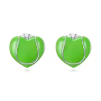 TOUPOP 925 Sterling Silver Sports Stud Earrings Tennis Baseball Volleyball Soccer Basketball Football Softball Hockey Gifts-style_name:01-Tennis