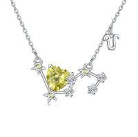 wholesale TOUPOP 925 Sterling Silver Astrology 12 Constellation Horoscope Sign Astrology Zodiac Star Necklace Birthday Gifts For Women Mom -style_name:08_Leo(7.23-8.22)_Peridot