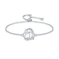 wholesale TOUPOP Gifts For Women Heart Initial Bracelet 925 Sterling Silver Double Heart Bracelet Birthday Jewelry Birthday Christmas Gifts For Her Wife Girlfriend -style_name:Initial D